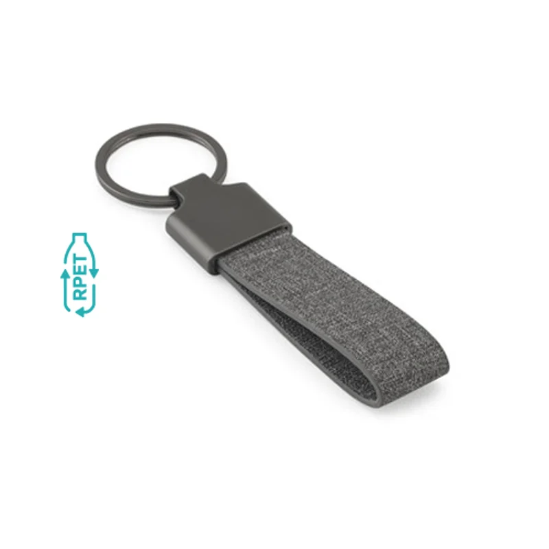 Portachiavi di forma rettangolare in metallo e pet riciclato