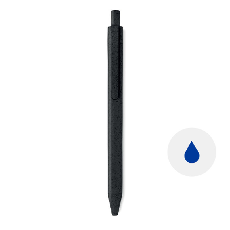 Penna a sfera in paglia di grano e ABS con meccanismo a scatto e refill blu
