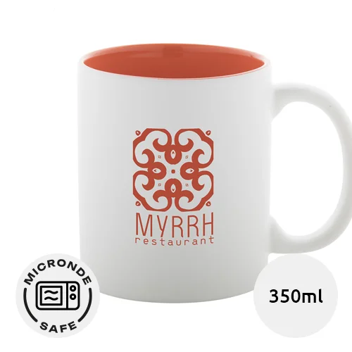 Tazza in ceramica bianca da 350ml con interno colorato e scatola regalo
