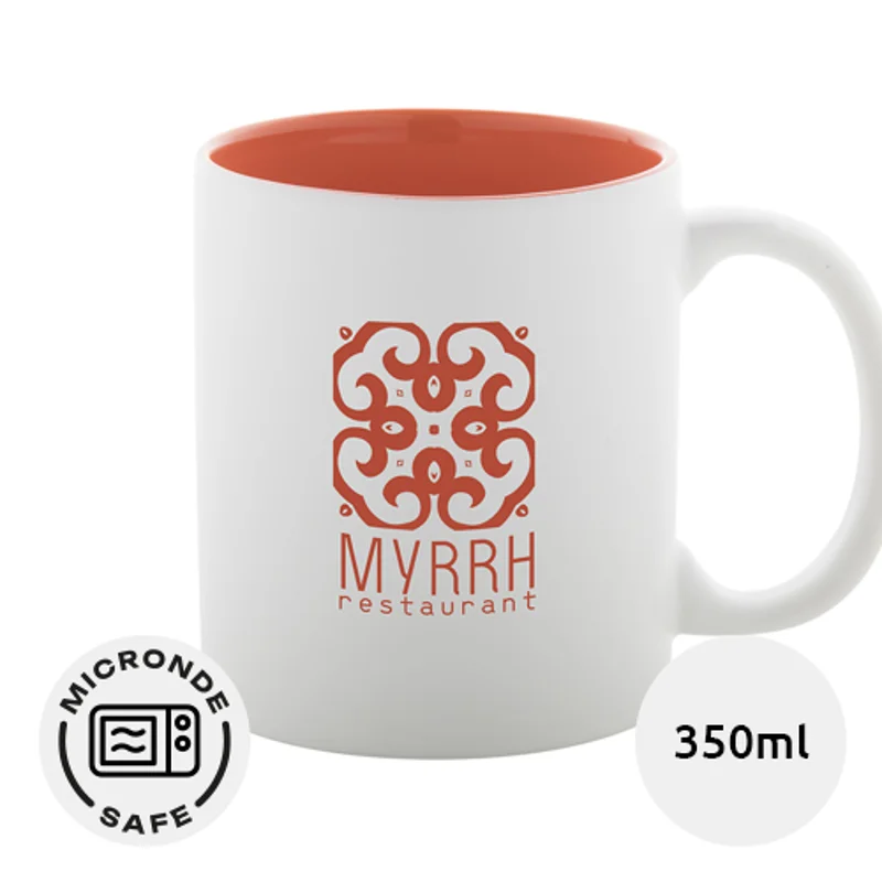 Tazza in ceramica bianca da 350ml con interno colorato e scatola regalo
