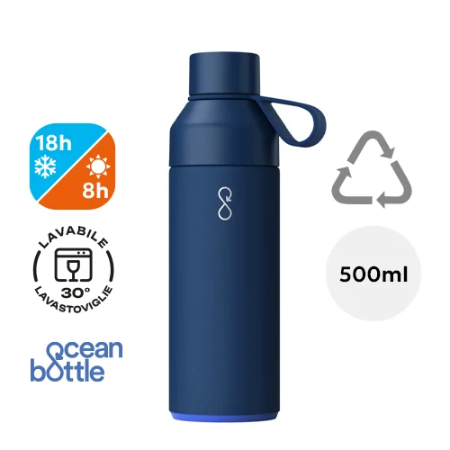 Borraccia Ocean Bottle in acciaio inox e plastica riciclata con isolamento sottovuoto da 500ml