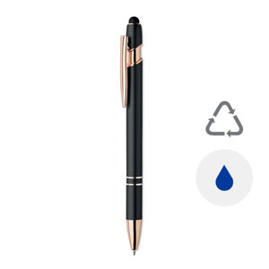 Penna a sfera touch in alluminio riciclato con dettagli color oro rosa refill blu