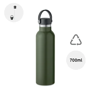 Borraccia in acciaio inox riciclato a doppio strato con tappo a vite anti-perdita e tappo a cannuccia intercambiabile da 700ml