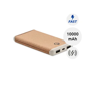 Power bank wireless con ricarica rapida in sughero e paglia di grano da 10000 mAh