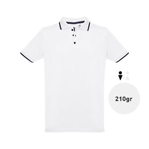 Maglietta polo da uomo bianca in tessuto piqué a maniche corte taglio aderente 100% cotone 210gr