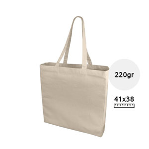 Shopper in cotone con manici lunghi con soffietto disponibile in vari colori da 220gr 38X8X41cm
