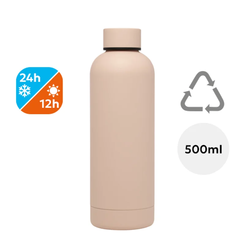 Borraccia con isolamento sottovuoto in rame certificata RCS finitura opaca confezione in cartone riciclato 500ml