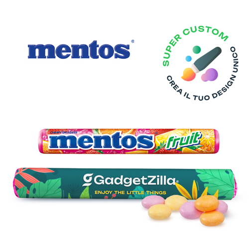 Rotolo di Caramelle Mentos avvolte in carta personalizzata